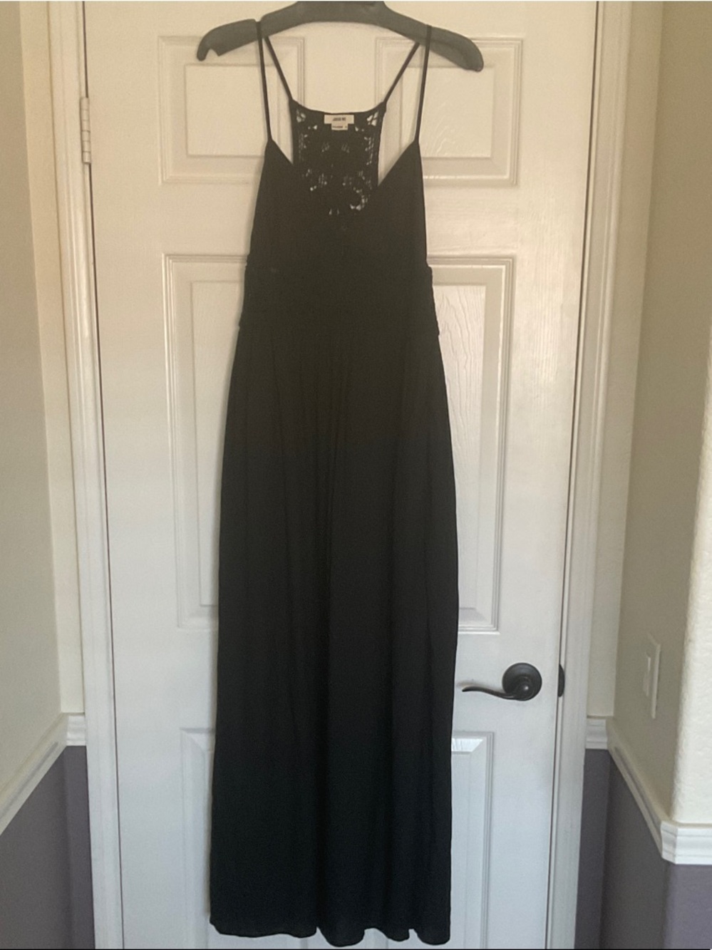 Jason Wu Black Maxi Dress - Crochet Lace Bodice/Racerback - Spaghetti Straps-Med